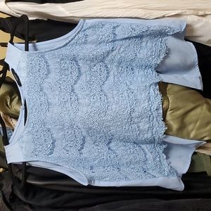 Light blue lace sleeveless blouse